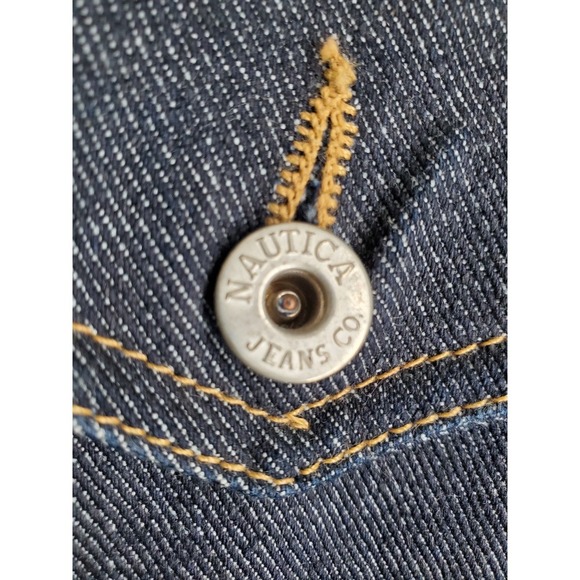 Vtg Y2K Nautica Jeans Denim Trucker Jacket Mens S Blue Dark Indigo - Picture 8 of 11